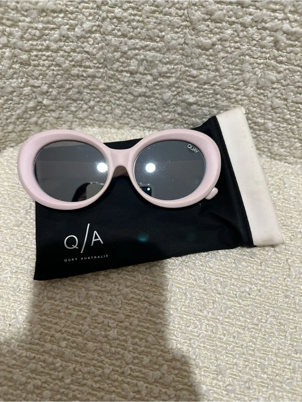 Quay Australia Baby Pink Oval Sunglasses